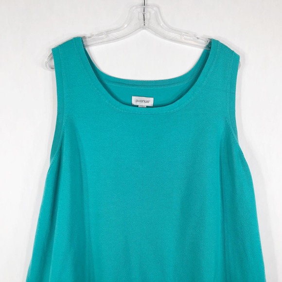 Avenue Plus Size 26 28 Tank Top Thick Knit Green Sleeveless Solid Scoop neck 310 - Picture 4 of 5